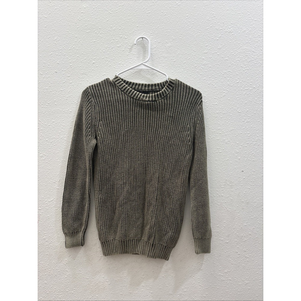 RSQ Sweater Boys XL Olive Green Knit Ribbed Casual Winter Crew Neck Pullover